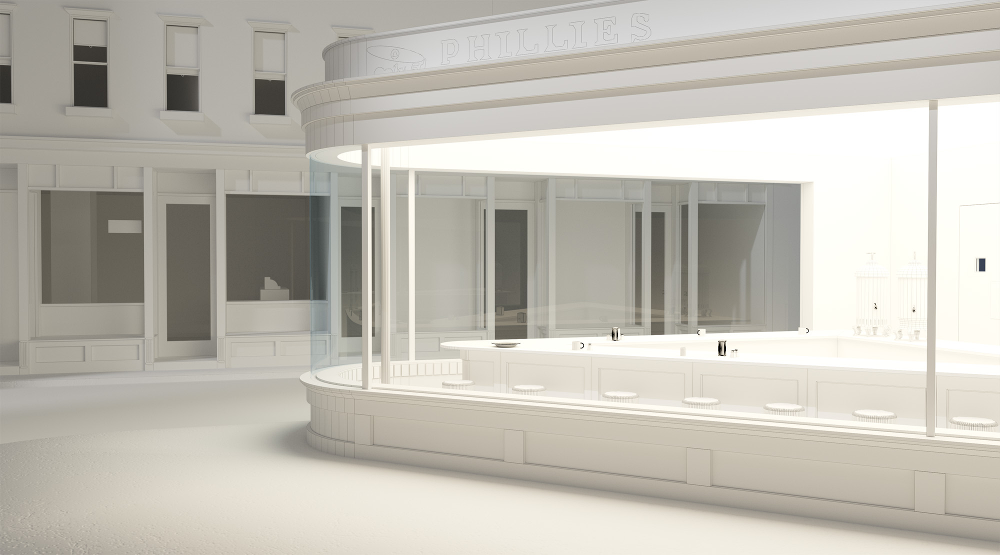 Белый рендер картины «Полуночники» в SketchUp, Влад Капустин, 2020